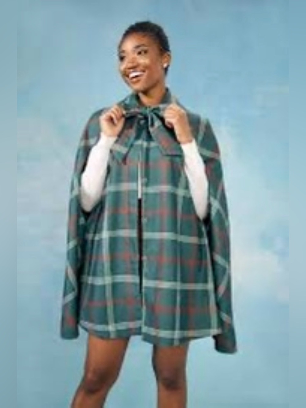 ModCloth x Collectif Green Tartan Plaid Cape Cottagecore Size 2